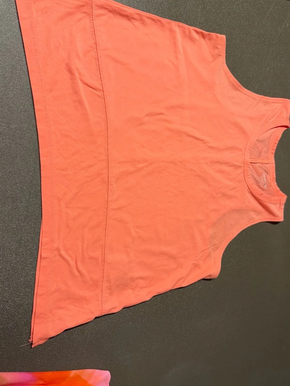 Old Navy Coral Tank with Pink-Orange Tie-Dye Shorts